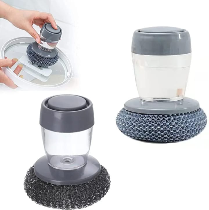 2-in-1 Soap Dispensing Dish Scrub Brush with Push Button