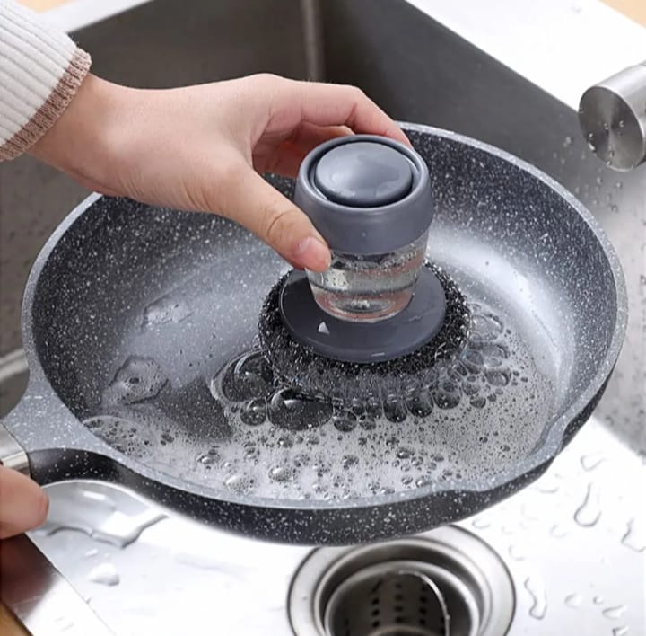 2-in-1 Soap Dispensing Dish Scrub Brush with Push Button